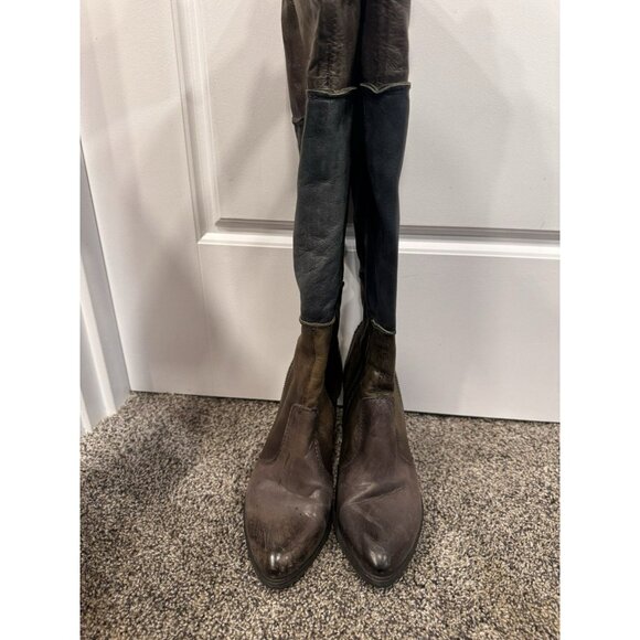 Mjus Patchwork Leather Boots knee-high multicolor brown green blue Size 36 EUC - Picture 2 of 6
